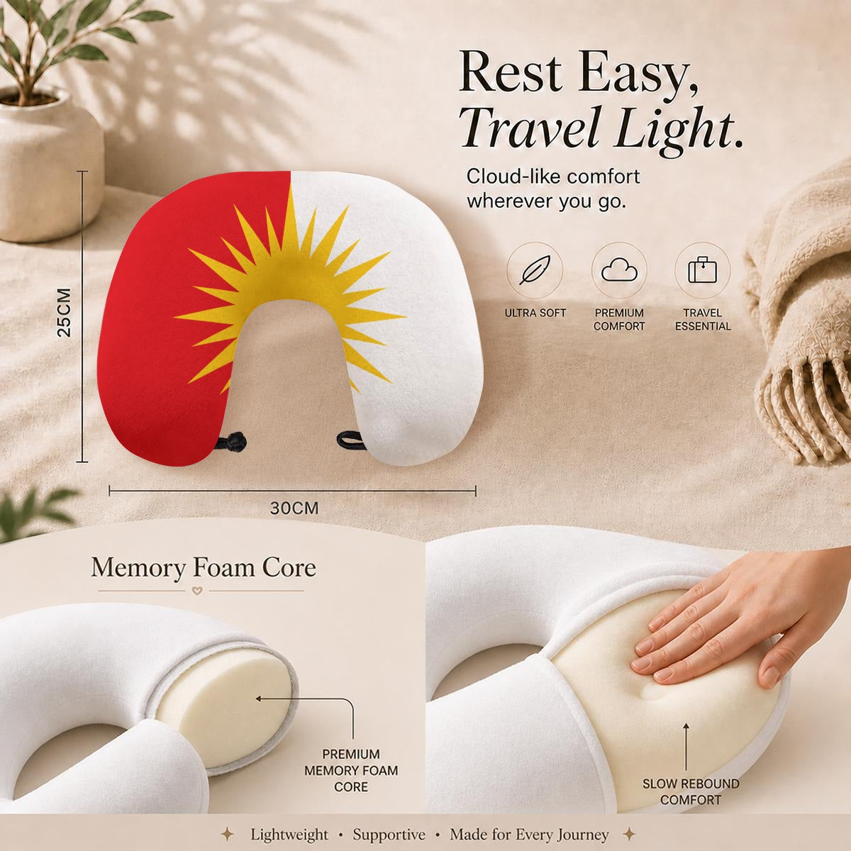Yazidi Flag Foam Travel Neck Pillow