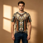 Men North American Indigenous Feather Turquoise T-Shirt