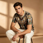 Men North American Indigenous Feather Turquoise T-Shirt