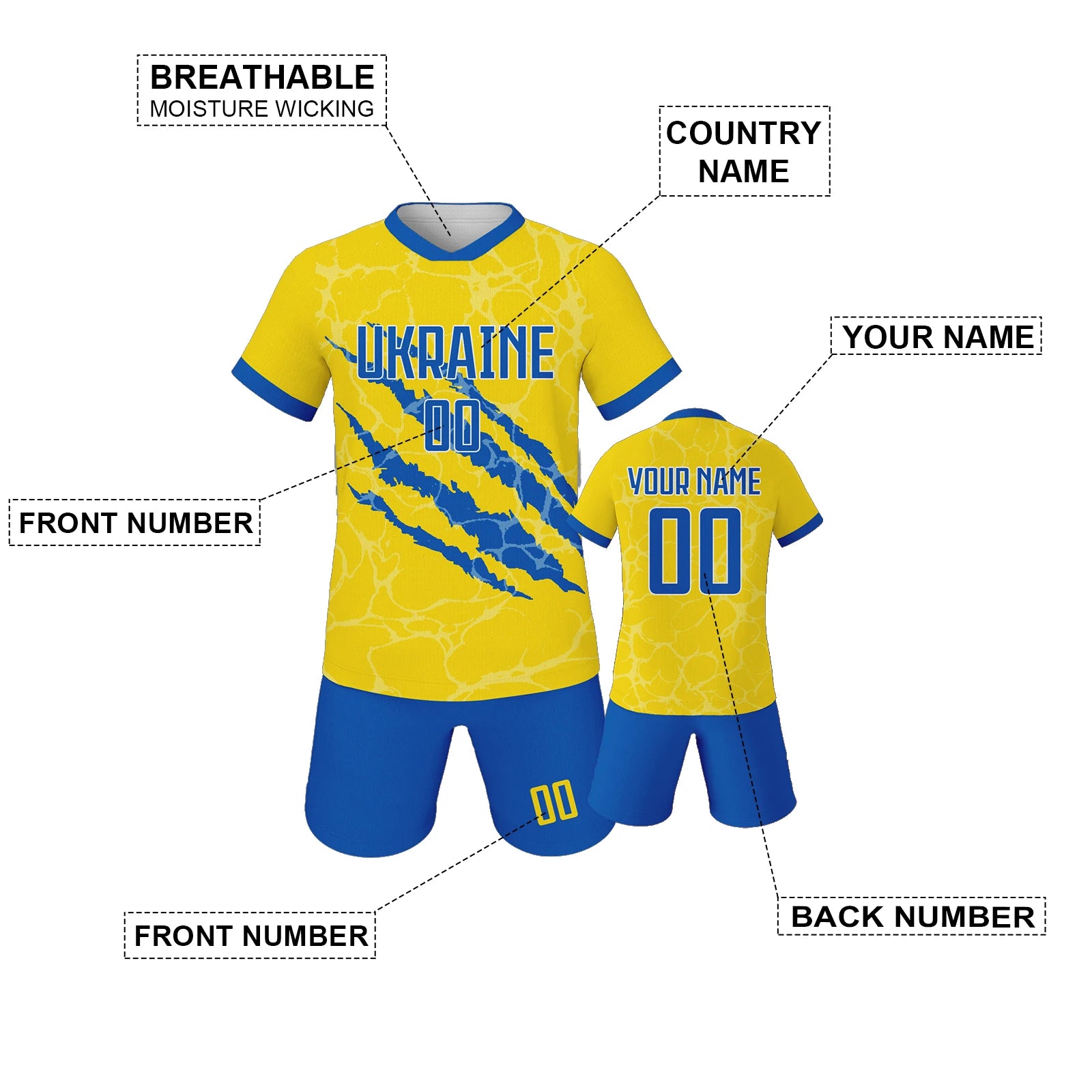 Custom Ukraine Kids Soccer Jersey