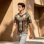 Men North American Indigenous Feather Turquoise T-Shirt