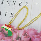 Kurdistan Colorful Map Pendant Necklace