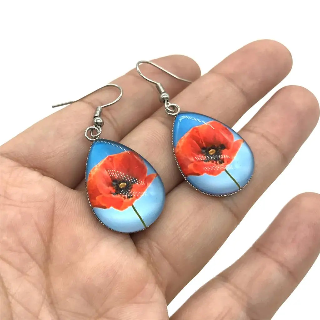 Peacock and Feather Floral  Earrings