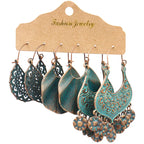 Vintage Bronze Irregular Geometric Triangle Arrow Tassel Dangle Earrings