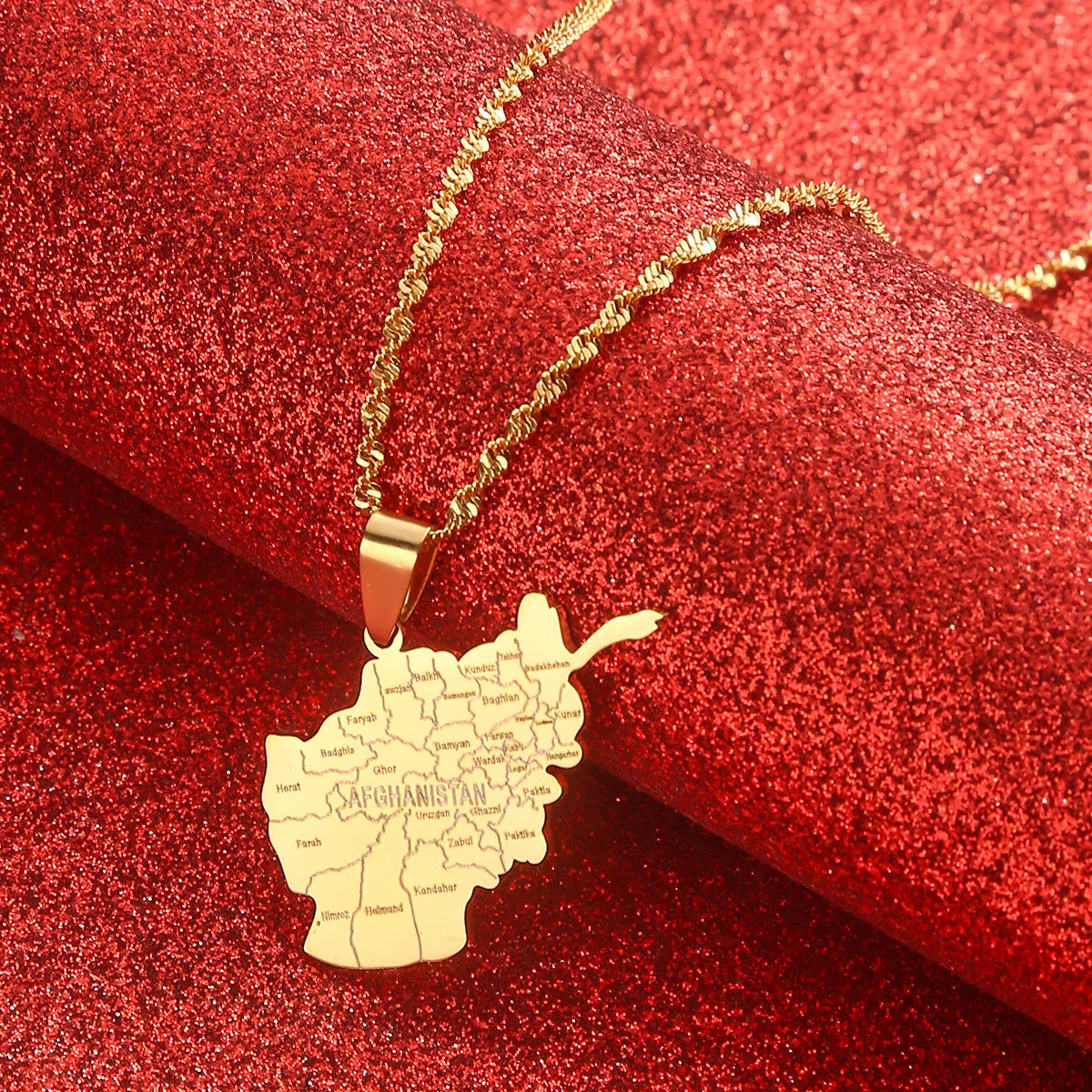 Afghanistan Map With Cities Name Necklaces