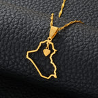 Anniyo Heart Iraq Map Pendant Necklace