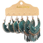 Vintage Bronze Irregular Geometric Triangle Arrow Tassel Dangle Earrings