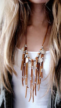 Leather Fringe Statement Necklace
