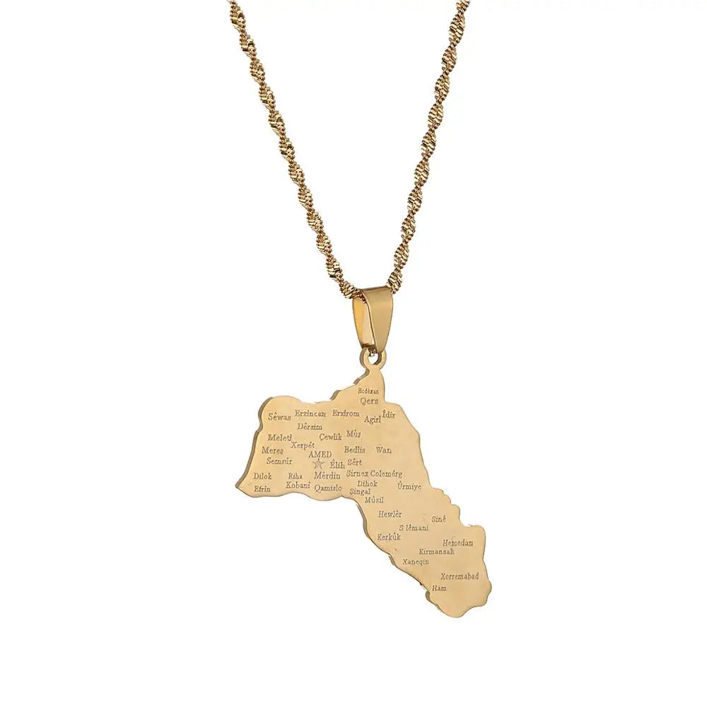 Kurdistan Maps Necklace Jewelry