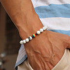 Trendy Natural Frosted Stone Bracelet Rainbow LGBTQ