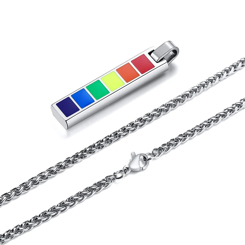 Stylish Rainbow Vertical Bar Pendant Necklaces