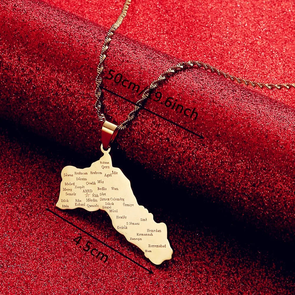 Kurdistan Maps Necklace Jewelry