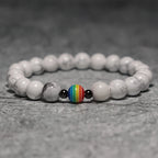 Trendy Natural Frosted Stone Bracelet Rainbow LGBTQ