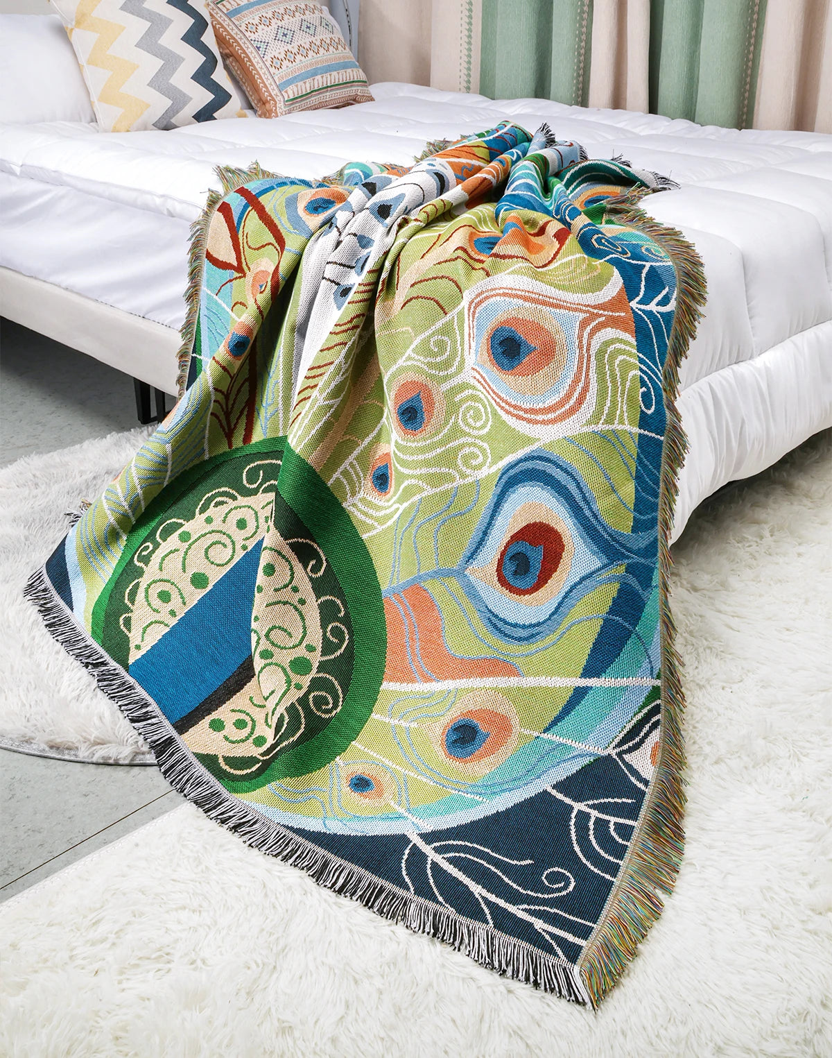 Custom Peacock Design Art  Blanket
