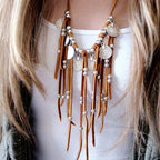 Leather Fringe Statement Necklace
