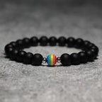 Trendy Natural Frosted Stone Bracelet Rainbow LGBTQ