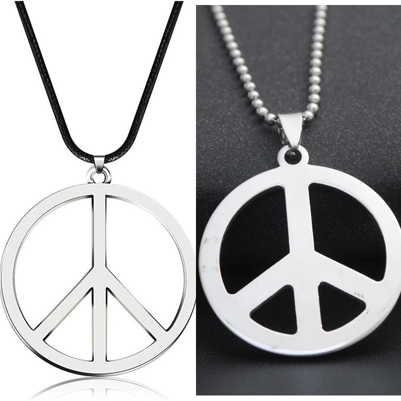 Hippie Style Love Peace Sign Pendant Necklace