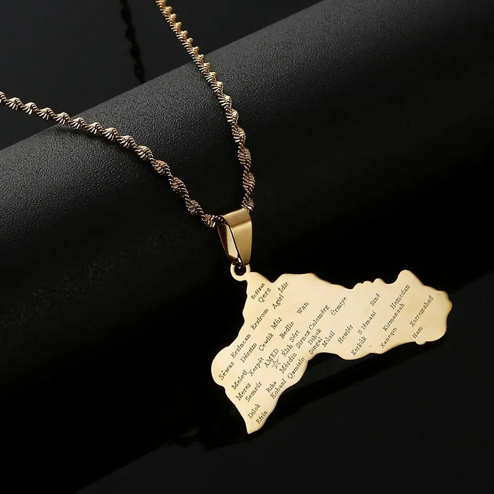 Kurdistan Maps Necklace Jewelry