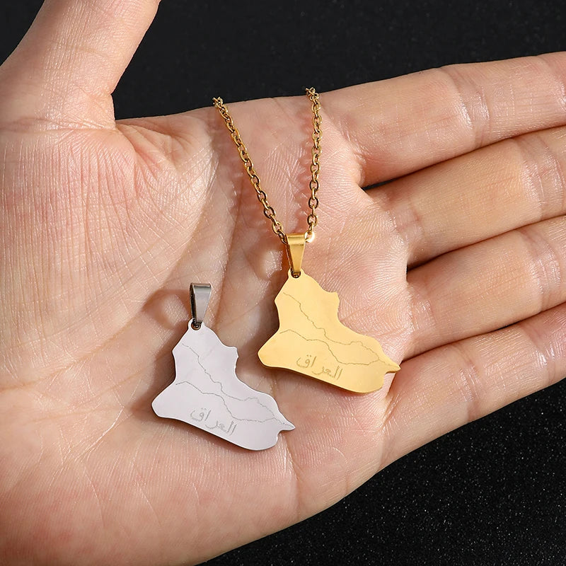 Iraq Map Pendant Necklace