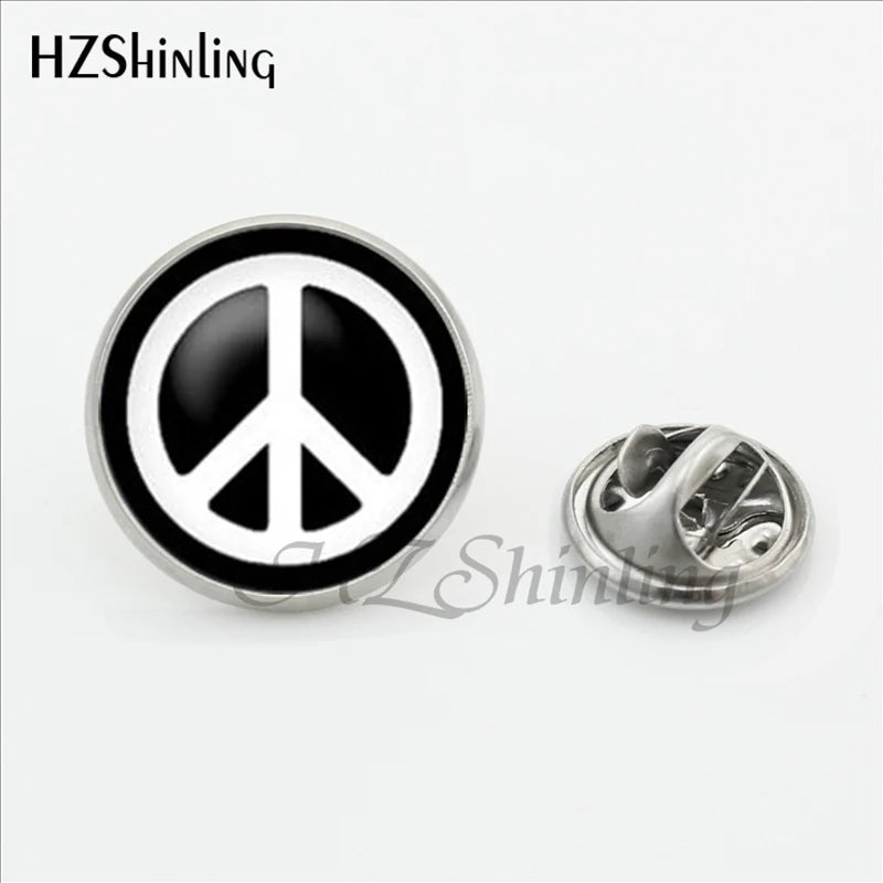 Hippie Peace Sign Glass Lapel Pins