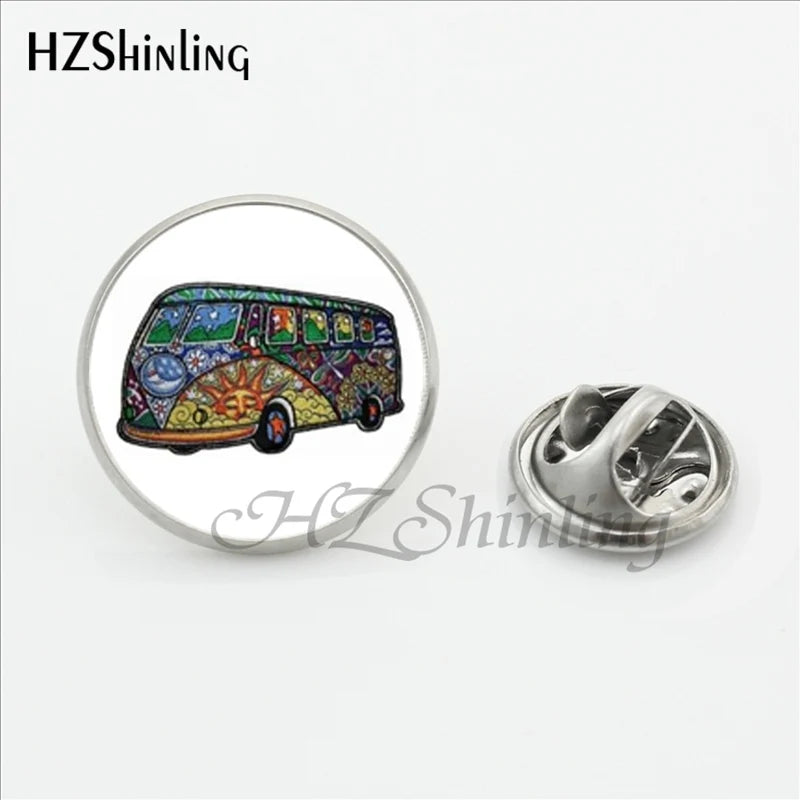 Hippie Peace Sign Glass Lapel Pins