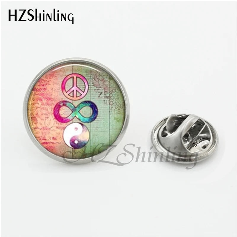 Hippie Peace Sign Glass Lapel Pins