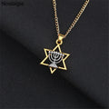 Star Of David Menorah Jewish Jewelery Religious Necklace