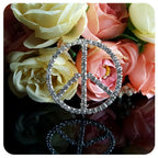 Hand-made Bling Rhinestone Peace Sign Brooches Jewelry