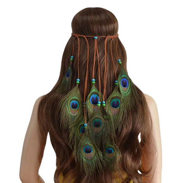 Handmade Ethnic Peacock Feather Hairband -Yazidis Collection