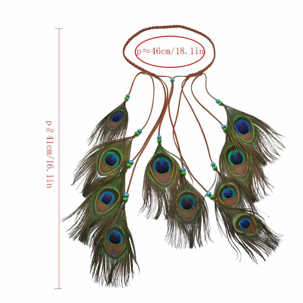Handmade Ethnic Peacock Feather Hairband -Yazidis Collection