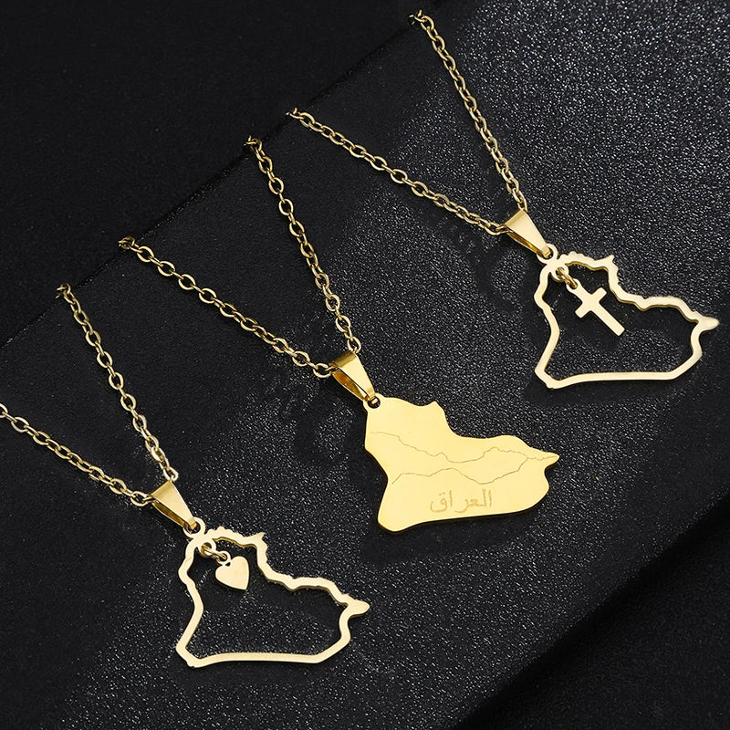 Iraq Map Pendant Necklace