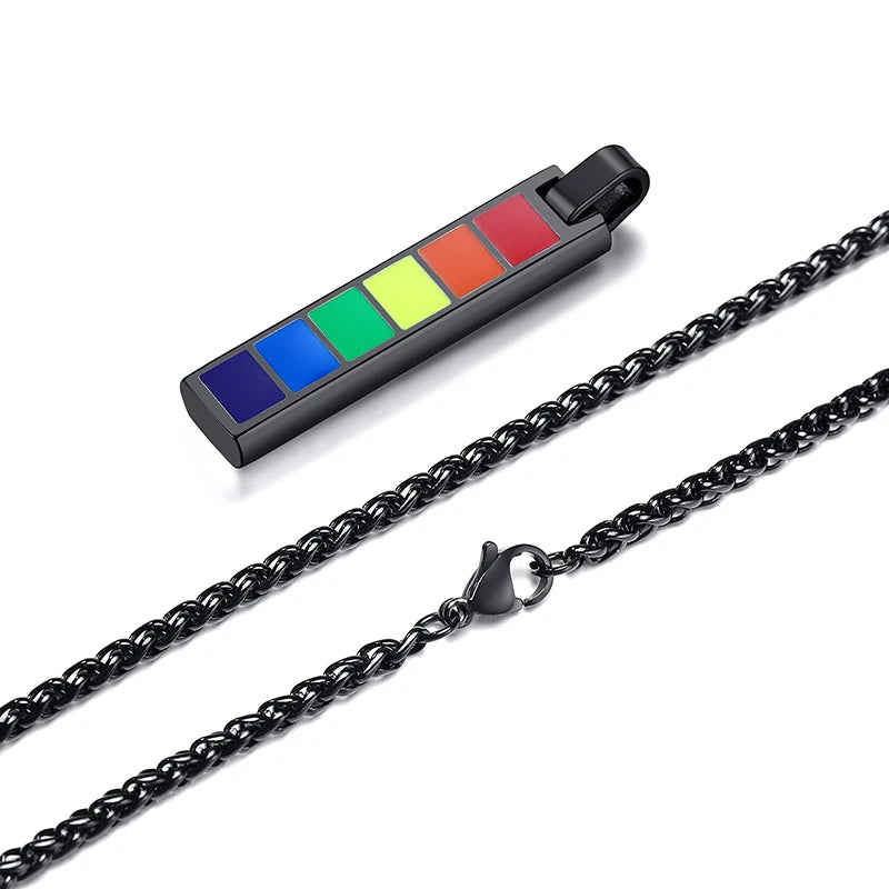 Stylish Rainbow Vertical Bar Pendant Necklaces