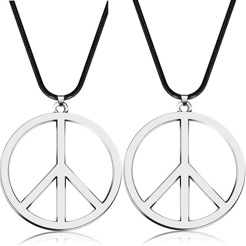 Hippie Style Love Peace Sign Pendant Necklace