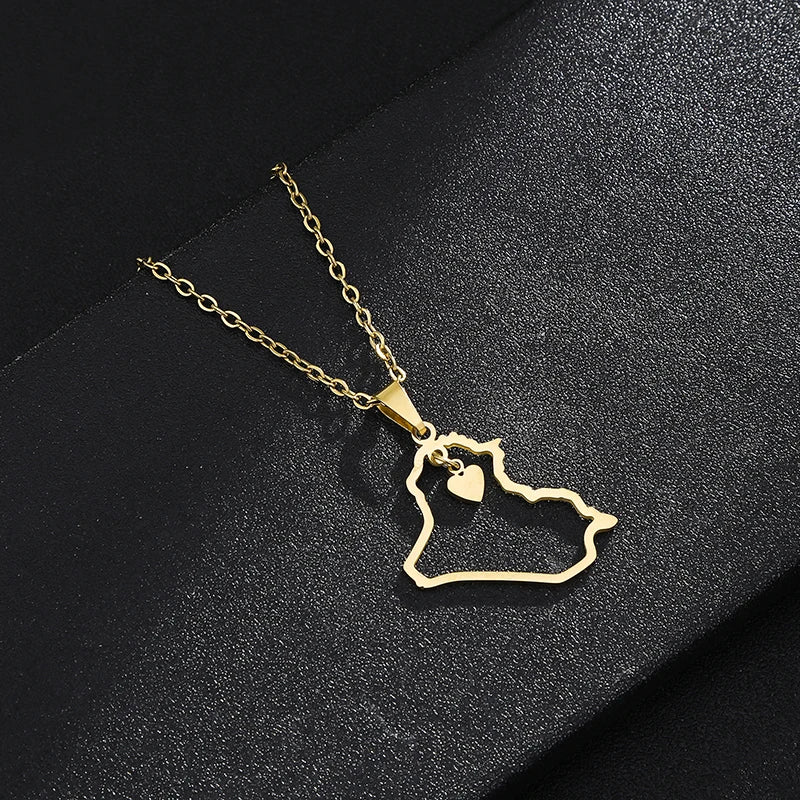 Iraq Map Pendant Necklace