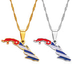 Cuba Map Pendant Necklace – Silver/Gold