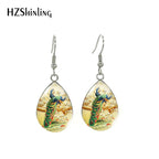 Peacock and Feather Floral  Earrings