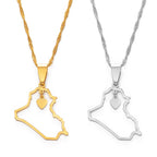 Anniyo Heart Iraq Map Pendant Necklace