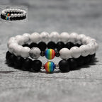 Trendy Natural Frosted Stone Bracelet Rainbow LGBTQ