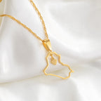 Anniyo Heart Iraq Map Pendant Necklace