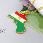 Kurdistan Colorful Map Pendant Necklace