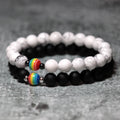 Trendy Natural Frosted Stone Bracelet Rainbow LGBTQ