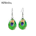 Peacock and Feather Floral  Earrings