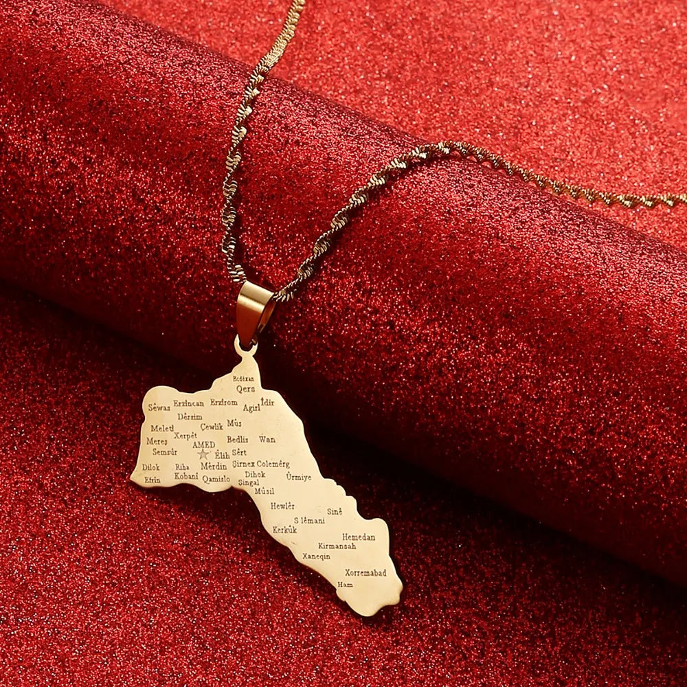 Kurdistan Maps Necklace Jewelry