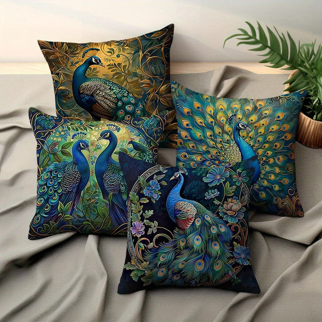 Vintage Peacock Oil Painting  Pillowcases