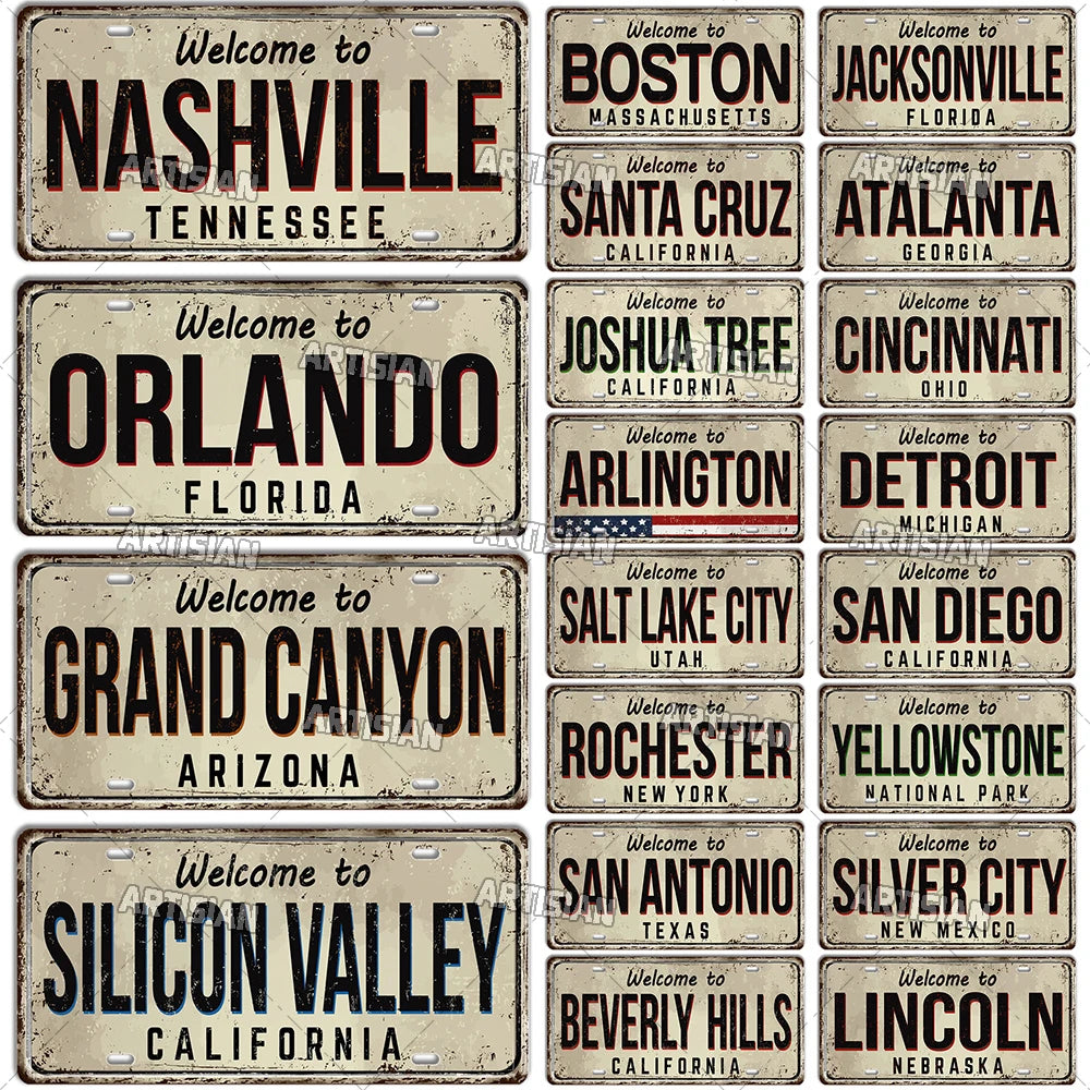 Welcome To USA City Car Plate