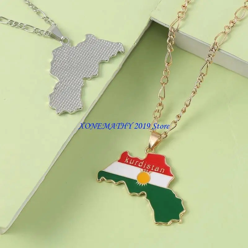 Kurdistan Map Flag Pendant Necklace, Keychain