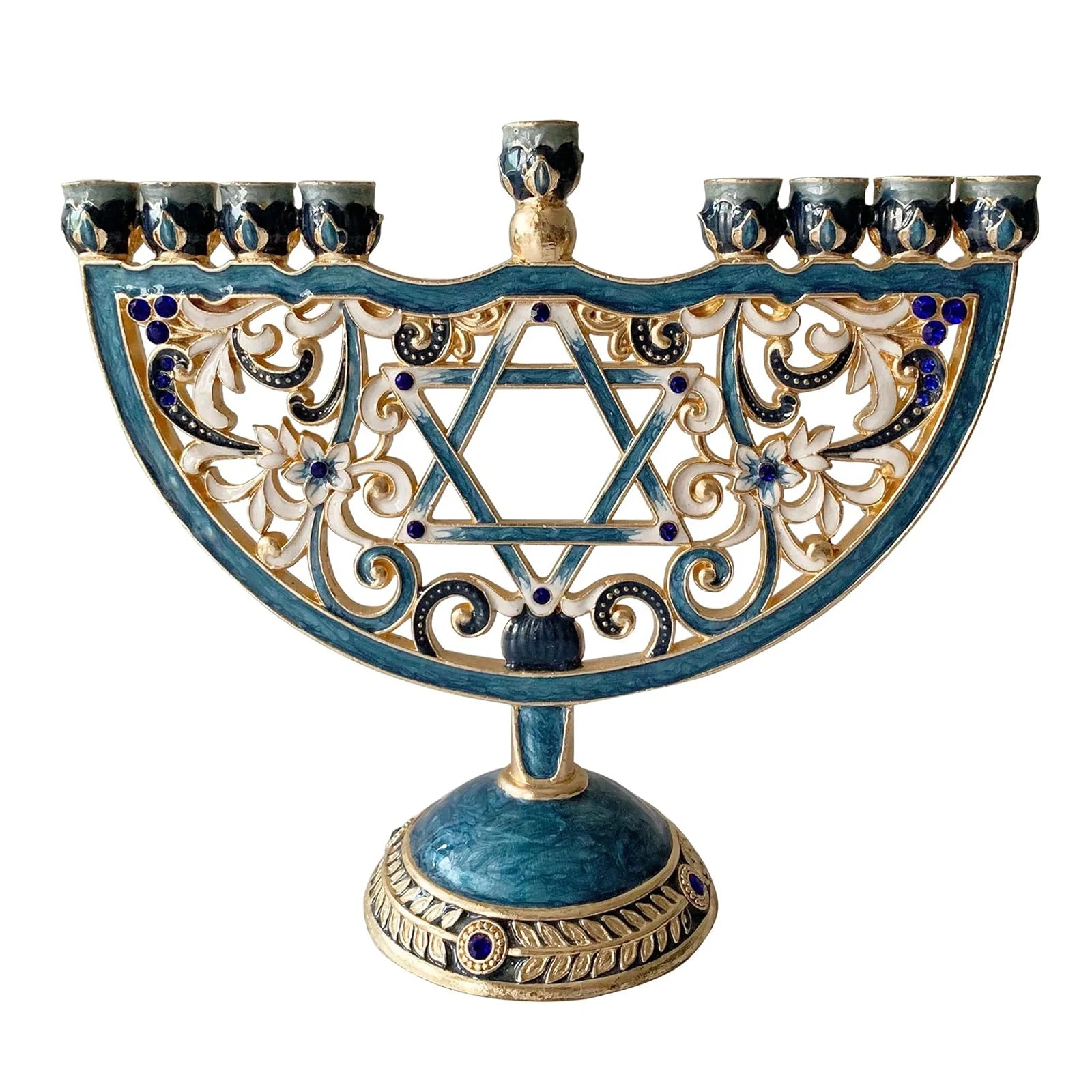 Hand Painted Candle Holder for Hanukkah
