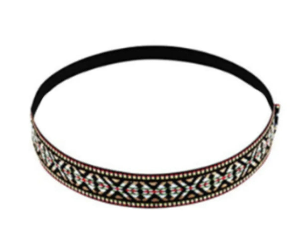 4Piece Jewelry: Woven Choker, Braided Bracelet, Feather Hairpin, Tassel Earrings - Tribal Boho