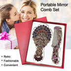Creative Retro Peacock Open Screen Handheld Mirror