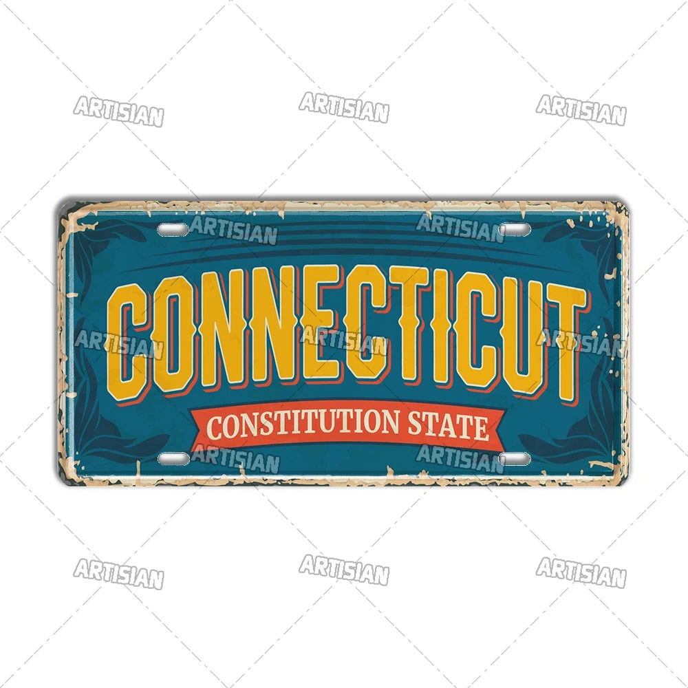 USA License Plate Landmark Metal